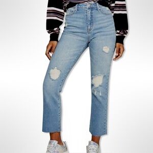 Wild Fable High-Rise Kick Flare Blue Denim Distressed Jeans Women's Sz 10 Light